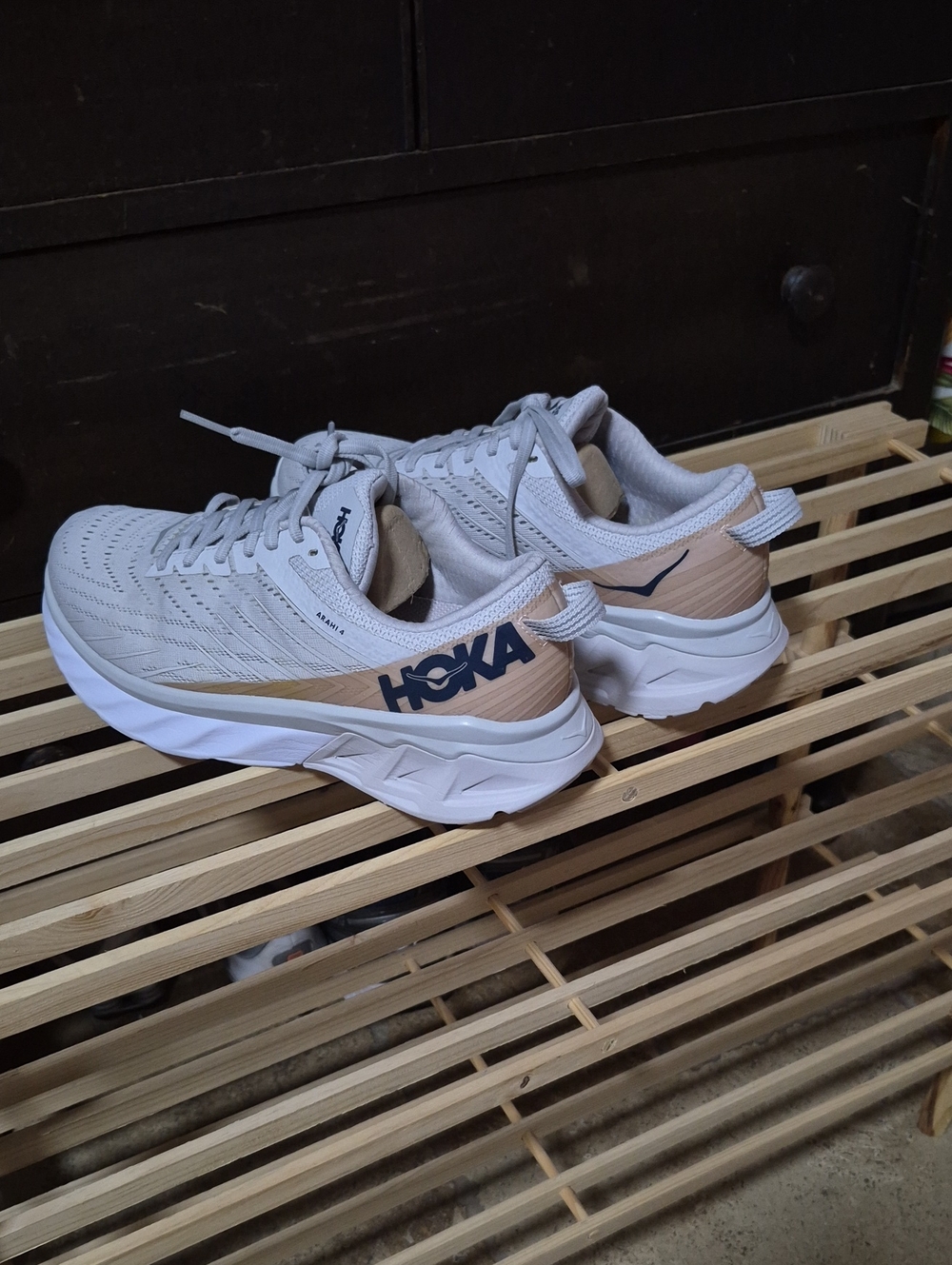 Hoka Womens Neutral Running Shoes - Light Gray with Beige Accents